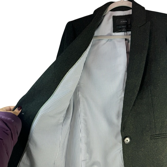 J. Crew Parke Wool Blazer Size 2 Green Herringbone Tweed Classic Preppy Heritage - Picture 9 of 11